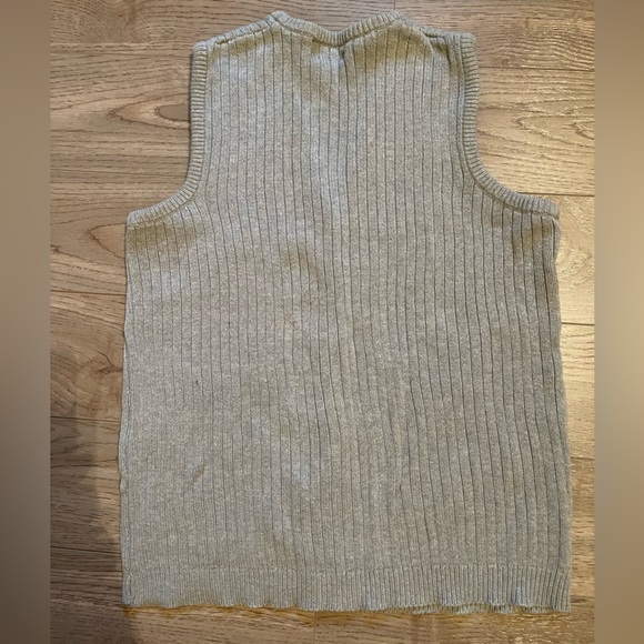 Women’s Lands End V neck grey cotton ribbed knitted vest. Buttoned. Size small - Picture 5 of 5